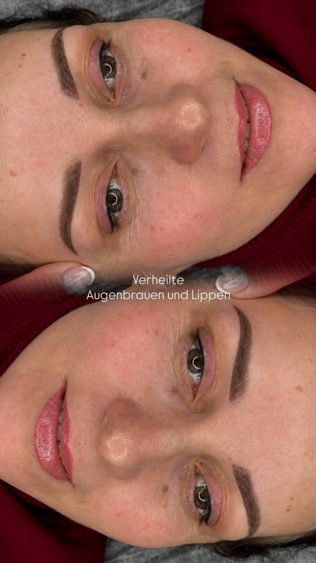 Verheilte Augenbrauen und Lippen
